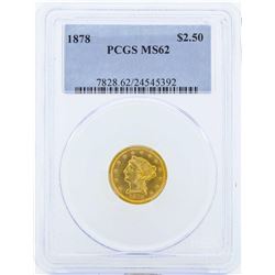 1878 $2 1/2 Liberty Head Quarter Eagle Gold Coin PCGS MS62