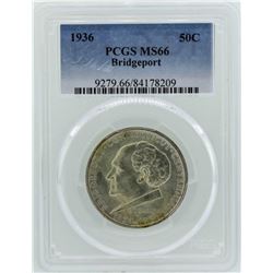 1936 Bridgeport Connecticut Centennial Commemorative Half Dollar Coin PCGS MS66