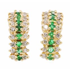14KT Yellow Gold 0.54ctw Diamond and Emerald Earrings