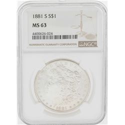1881-S $1 Morgan Silver Dollar Coin NGC MS63