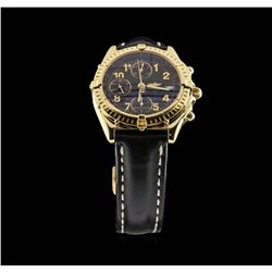 18KT Yellow Gold Breitling Chronomat Watch with Leather Bracelet