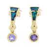 Image 1 : 14KT Yellow Gold 0.60ctw Tanzanite and Opal Earrings