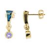 Image 2 : 14KT Yellow Gold 0.60ctw Tanzanite and Opal Earrings