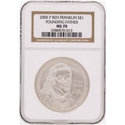 2006-P $1 Ben Franklin Founding Father Commemorative Silver Dollar Coin NGC MS70