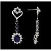 Image 2 : 14KT White Gold 7.72ctw Sapphire and Diamond Earrings