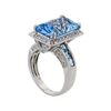 Image 4 : 14KT White Gold 6.00ct Blue Topaz and Diamond Ring