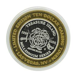 .999 Silver Treasure Island Las Vegas $10 Casino Limited Edition Gaming Token