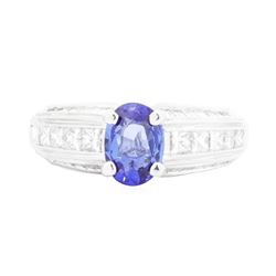 18KT White Gold Ladies 1.21ct Sapphire and Diamond Ring