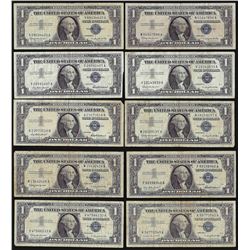 Lot of (10) 1957 $1 Silver Certificate STAR Notes