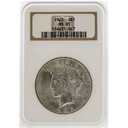 1923 $1 Peace Silver Dollar Coin NGC MS65