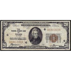 1929 $20 The Federal Reserve Bank of Chicago National Currency Note