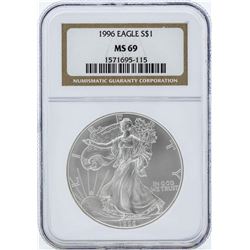 1996 $1 American Silver Eagle Coin NGC MS69