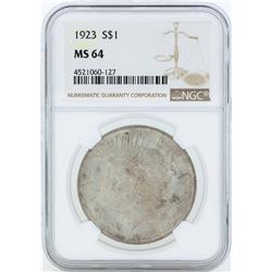 1923 $1 Peace Silver Dollar Coin NGC MS64