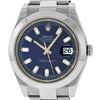 Image 1 : Mens Rolex SS 41MM Blue Baguette Diamond Datejust 2 Oyster Band Wristwatch