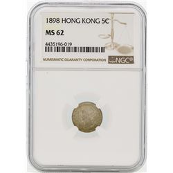 1898 Hong Kong 5 Cents Silver Coin NGC MS62