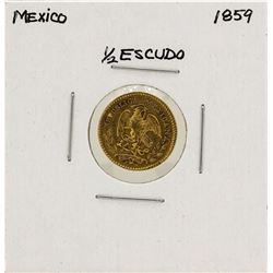 1859 Mexico 1/2 Escudo Gold Coin