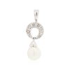 Image 1 : 14KT White Gold 0.10ctw Diamond and Pearl Pendant