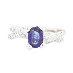 14KT White Gold Ladies 0.90ct Sapphire and Diamond Ring