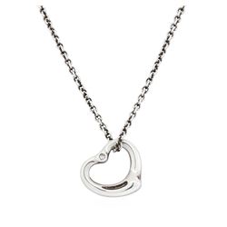 Tiffany Sterling Silver 0.03ct Diamond Floating Heart Pendant with Chain