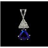 Image 1 : 14KT White Gold 1.01ct Blue Sapphire & Diamond Pendant
