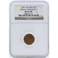 1831-35 India Pie Coin Bengal Presidency NGC MS63RB