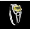 Image 4 : Platinum 1.49ct Yellow Sapphire and Diamond Ring