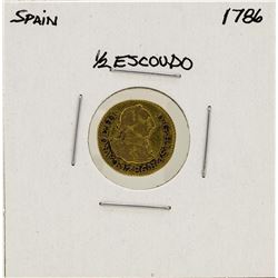 1786 Charles III Spanish 1/2 Escudos Gold Coin