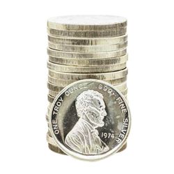 Roll of (20) Vintage 1974 High Relief Lincoln .999 Fine Silver 1 oz. Rounds