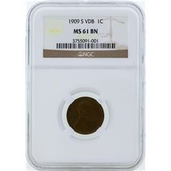 1909-S VDB Lincoln Wheat Penny Coin NGC MS61BN