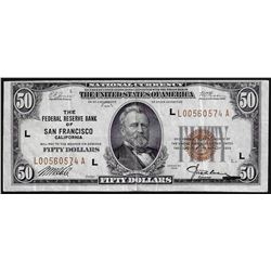 1929 $50 Federal Reserve Bank of San Francisco National Currency Note