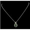 Image 2 : 14KT White Gold 3.54ct Emerald and Diamond Pendant with Chain