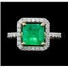 Image 1 : 14KT Yellow Gold 3.02ct Emerald and Diamond Ring