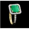 Image 4 : 14KT Yellow Gold 3.02ct Emerald and Diamond Ring