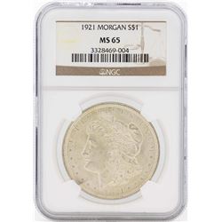 1921 $1 Morgan Silver Dollar Coin NGC MS65