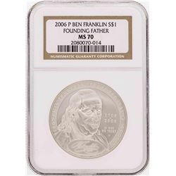 2006-P $1 Ben Franklin Founding Father Commemorative Silver Dollar Coin NGC MS70