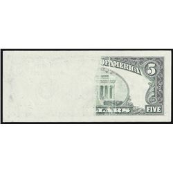 1995 $5 Federal Reserve Note ERROR Insufficient Ink