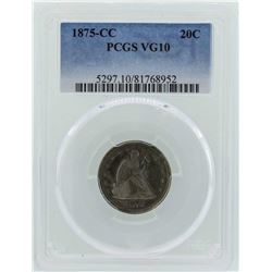 1875-CC Seated Liberty Twenty Cent Piece Coin PCGS VG10