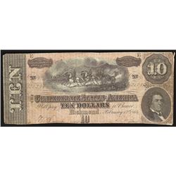 1864 $10 The Confederate States of America Note