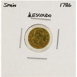 1786 Charles III Spanish 1/2 Escudos Gold Coin