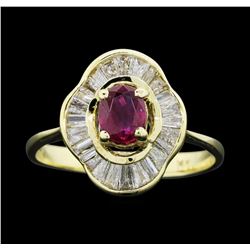 14KT Yellow Gold Ladies 0.30ct Ruby and Diamond Ring