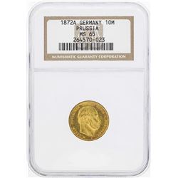 1872A Germany Prussia 10 Marks Gold Coin NGC MS65