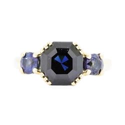 14KT Yellow Gold Ladies 5.50ctw Blue Sapphire Ring