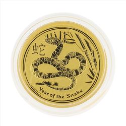 2013 $15 Australia 1/10 oz Lunar Year of the Snake Gold Coin BU