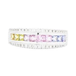 14KT White Gold Ladies 1.20ctw Multi-color Sapphire and Diamond Ring