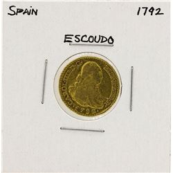 1792 Charles IV Spanish Escudo Gold Coin