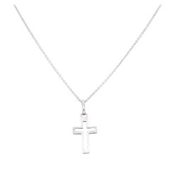 14KT White Gold Cross Pendant with Chain