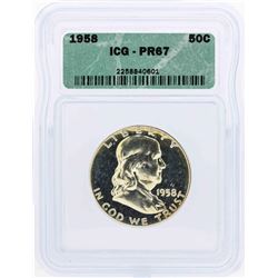 1958 Franklin Half Dollar Proof Coin ICG PR67