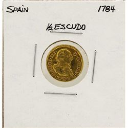 1784 Charles III Spanish 1/2 Escudos Gold Coin