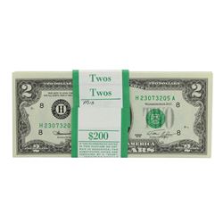 Pack of (96) 1976 $2 Federal Reserve Notes Uncirculated St. Louis