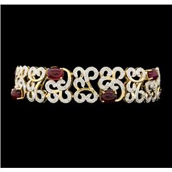SILVER 15.80ctw Ruby and Diamond Bracelet